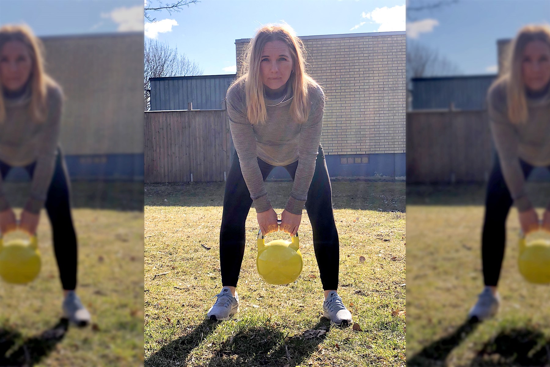 Annika tränar med en kettleball